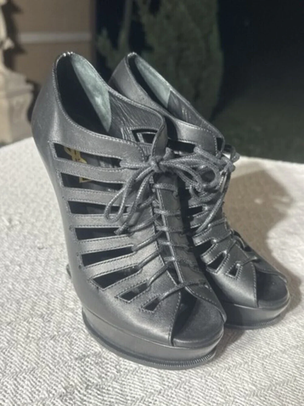 Yves Saint Laurent Black Wedge Heels